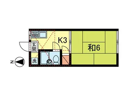 パークサイドサツキ(1K/2階)の間取り写真