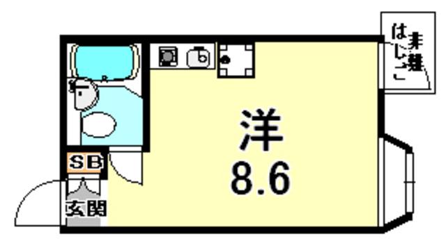 サンヴィラ六甲道パートII(ワンルーム/3階)の間取り写真