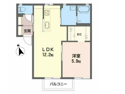 メゾンルミエールA(1LDK/2階)の間取り写真