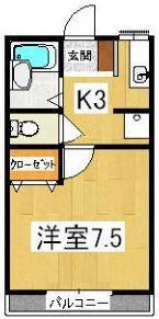 メゾン植村(1K/2階)の間取り写真