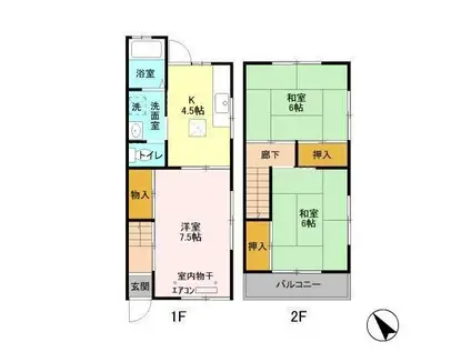 ガーデンテラスK.N(3K/1階)の間取り写真