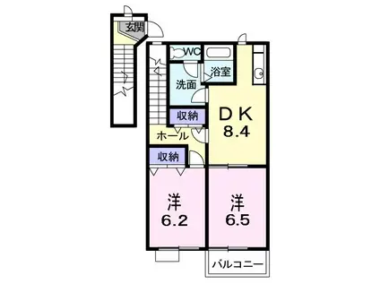 フォレストコートKIII(2DK/2階)の間取り写真