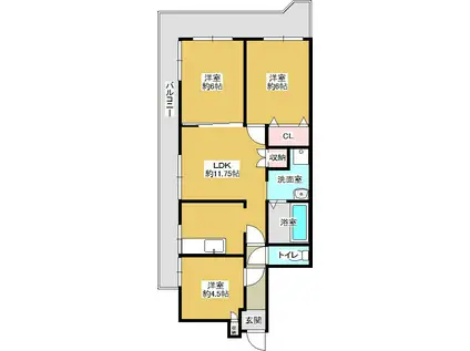ニューハイム南巽(2SLDK/3階)の間取り写真