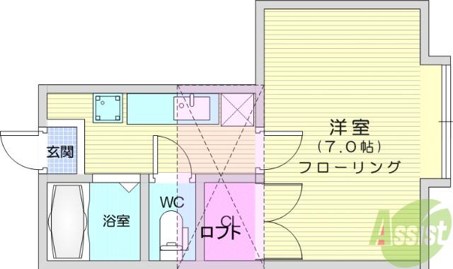 ホワイトキャッスル35番館(1K/1階)の間取り写真