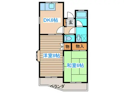 ミリリアント・フミ(2DK/1階)の間取り写真