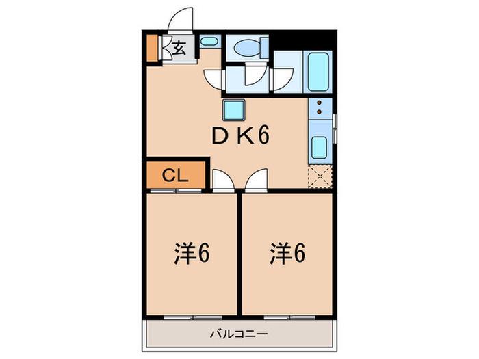 つるコーポ(2DK/1階)の間取り写真