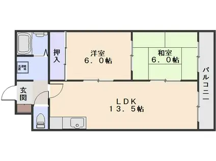 祇園第一ビル(2LDK/4階)の間取り写真