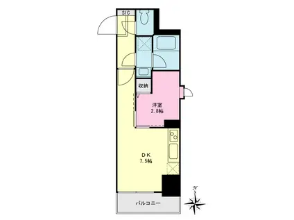 プライムネクサス大森海岸駅(1DK/10階)の間取り写真