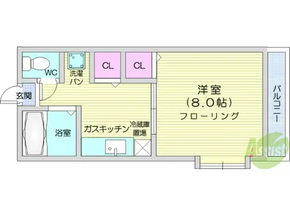 グーテンモルゲン(1K/2階)の間取り写真