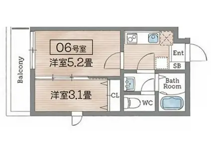 BASE青木(1DK/3階)の間取り写真