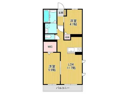 メルベーユ(2LDK/1階)の間取り写真