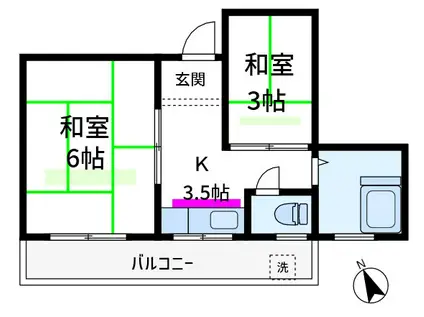 今田ビル(2K/4階)の間取り写真