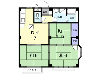 ハイツ美幸B(3DK/2階)の間取り写真
