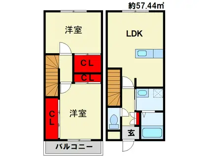 GRACE(2LDK/1階)の間取り写真