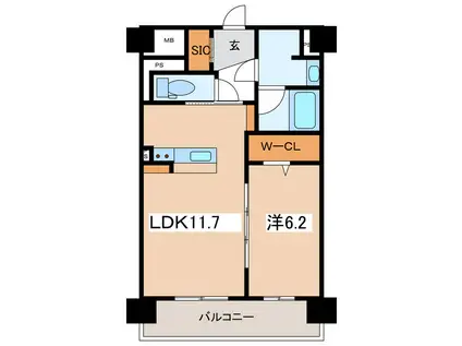 セントラル大町(1LDK/6階)の間取り写真
