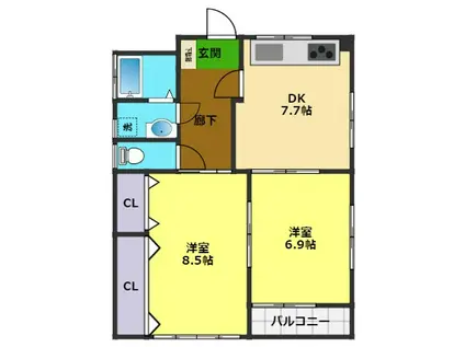 アンジュマンション(2LDK/4階)の間取り写真