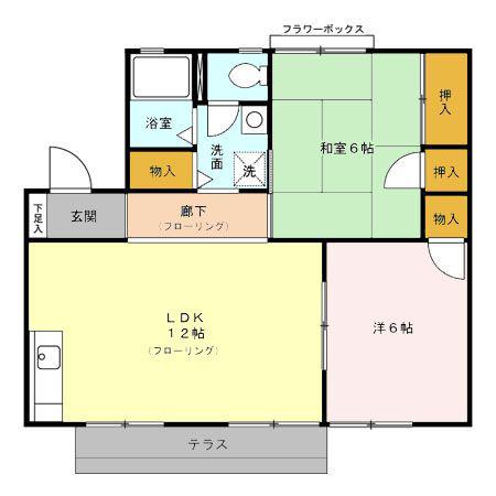 セジュール アイ B(2LDK/1階)の間取り写真
