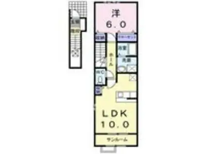 ウィスティリア(1LDK/2階)の間取り写真