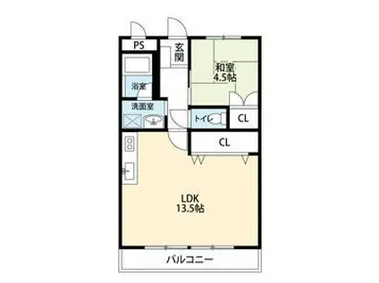 ルシエール鏡島(1LDK/2階)の間取り写真