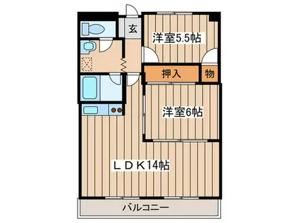 グレース奥津(2LDK/1階)の間取り写真
