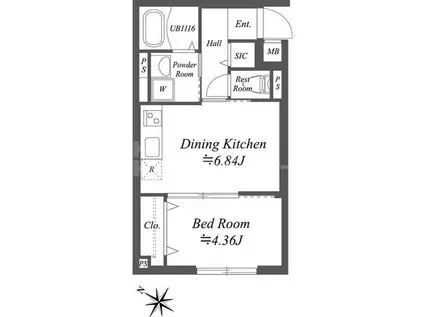 SOLASIA RESIDENCE南大塚(1DK/4階)の間取り写真