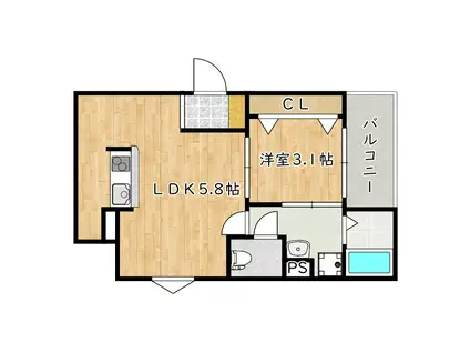 FSTYLE藤井寺道明寺2号館(1LDK/2階)の間取り写真