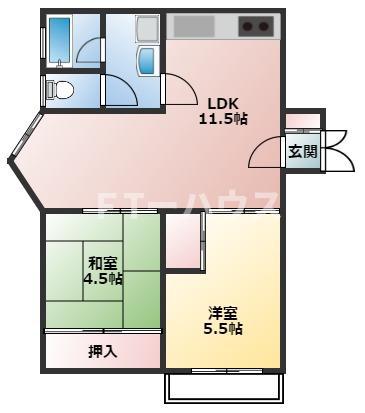 ハイツエバーグリーン津田沼2号棟(2LDK/3階)の間取り写真