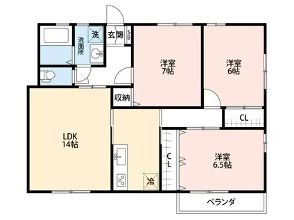 ハイツ浅井(3LDK/1階)の間取り写真