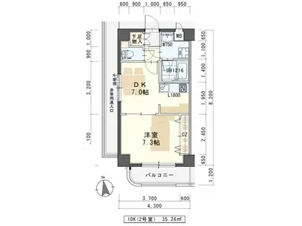サーティラブ(1DK/3階)の間取り写真