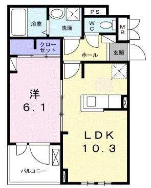リアン 鳳(1LDK/3階)の間取り写真