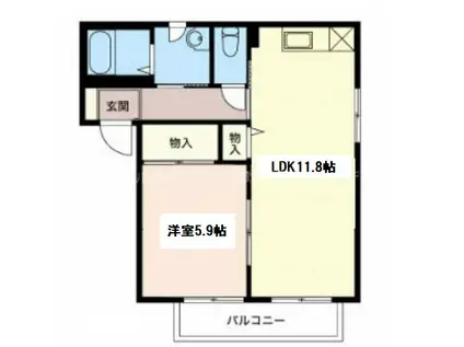 エスポワール ミゾグチ A(1LDK/2階)の間取り写真