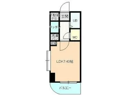 あさひレジデンス五番館(1K/3階)の間取り写真