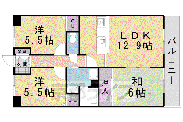 AZハウス(3LDK/5階)の間取り写真