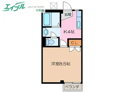 マイランドパートII(1K/2階)の間取り写真