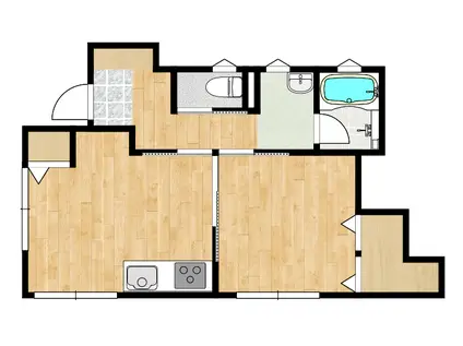 JハウスⅡ(1DK/1階)の間取り写真