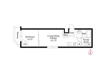 グランパセオ代々木上原II(1LDK/2階)の間取り写真
