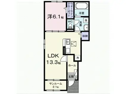 ホップV A(1LDK/1階)の間取り写真