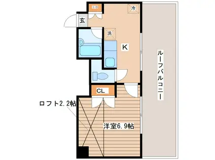 ロイヤルヒルズ泉崎(1K/4階)の間取り写真