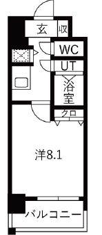 ワールドアイ大阪フェリーチェ(1K/3階)の間取り写真
