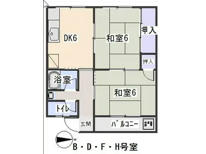 コーポ曙(2DK/4階)の間取り写真