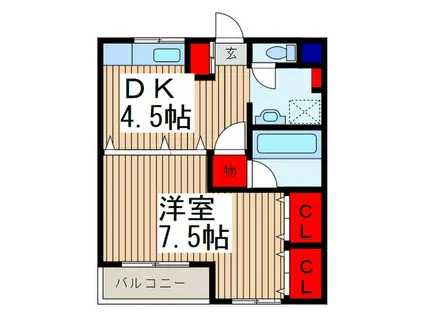 白井マンション(1DK/2階)の間取り写真