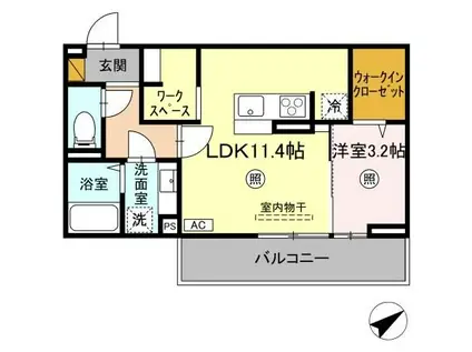 ラピス・ブルー(1LDK/2階)の間取り写真