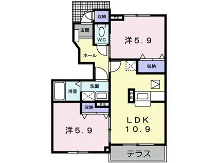 バーシアライシャス(2LDK/1階)の間取り写真