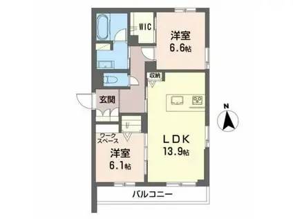 リズム・クチーレ(2LDK/1階)の間取り写真