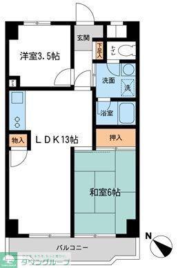 入間市駅前ビル(2LDK/3階)の間取り写真