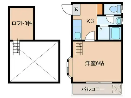 アルカディア梅林 PART1(1K/1階)の間取り写真