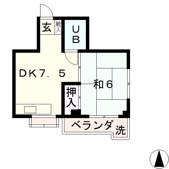 コーポ・サン(1DK/2階)の間取り写真