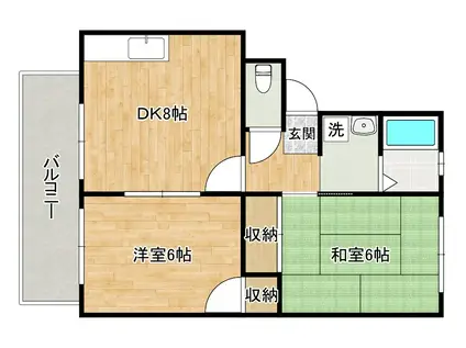 アヴィタシオン湯川(2DK/2階)の間取り写真