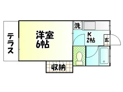 サンテラス第2(1K/2階)の間取り写真