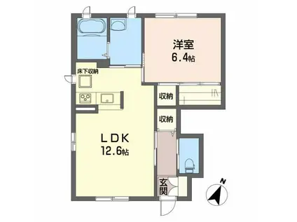 シャーメゾンWE A棟(1LDK/1階)の間取り写真